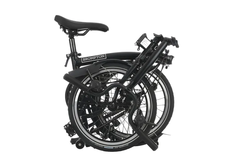 Brompton C Line Mid Bar 6 Speed Bike with rack in Matt Black-2